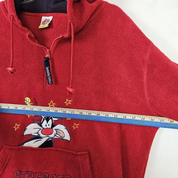 Looney Tunes Sylvester Red Hooded Fleece Sweatshirt STRESSES OUT Hoodie 1X - Picture 3 of 11